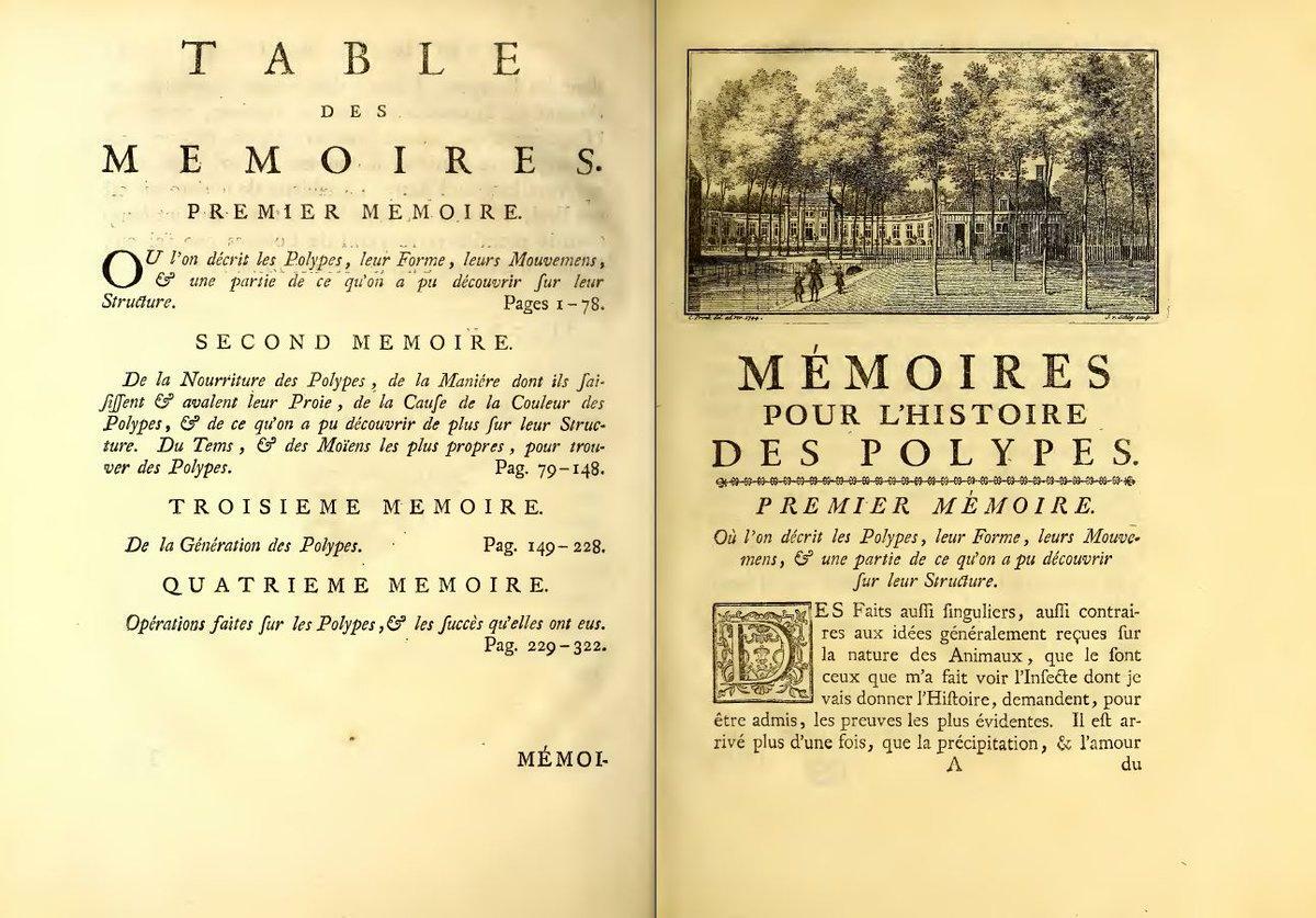 Trembley, Mémoires pour l’Histoire des Polypes, 1744.