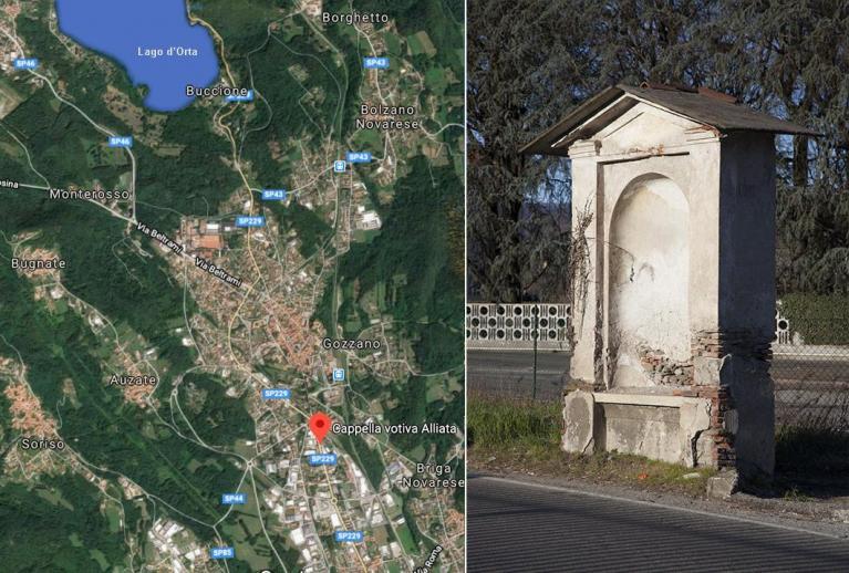 Edicola Alliata a margine della Strada Provinciale 229 (coordinate GPS 45.73968664506187, 8.438756199242874).
