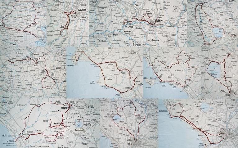 L’Etruria in undici itinerari archeologici. Territori di Spina (1), Marzabotto (2), Firenze (3), Arezzo, Cortona e Perugia (4), Volterra e Murlo (5), Vetulonia e Populonia (6), Vulci (7), Bolsena (8), Tarquinia (9), Veio (10), Cerveteri (11).