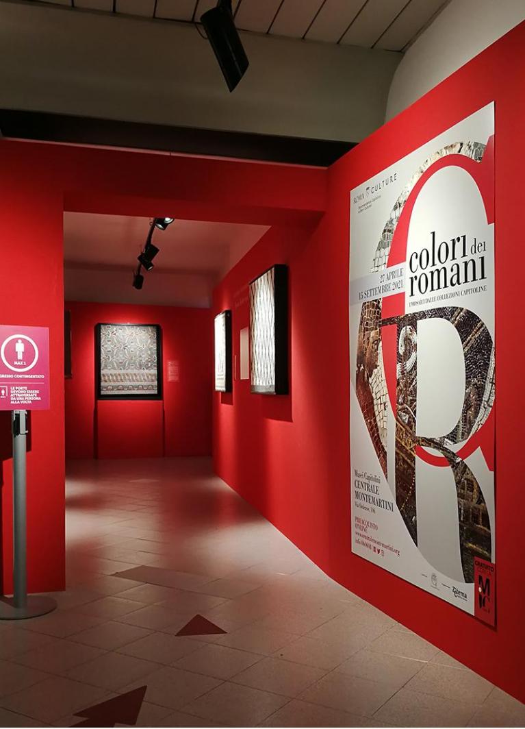 Colori dei Romani. I mosaici dalle Collezioni Capitoline, ingresso della mostra.