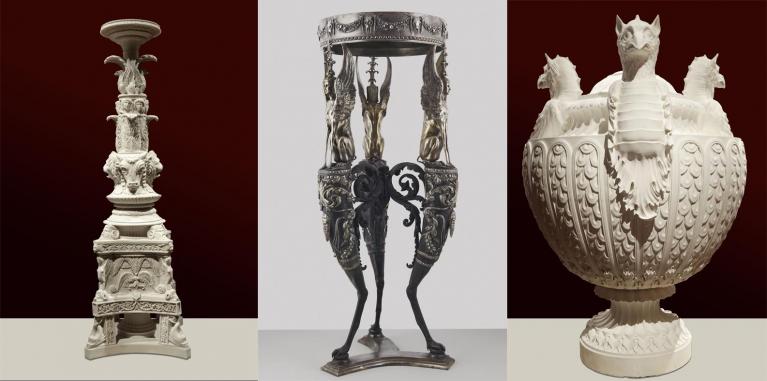 Candelabro, tripode e vaso con tre grifoni disegnati da Giovan Battista Piranesi e riprodotti tramite modellazione digitale 3D e procedimento stereolitografico da Factum Arte tra il 2010 e il 2012.