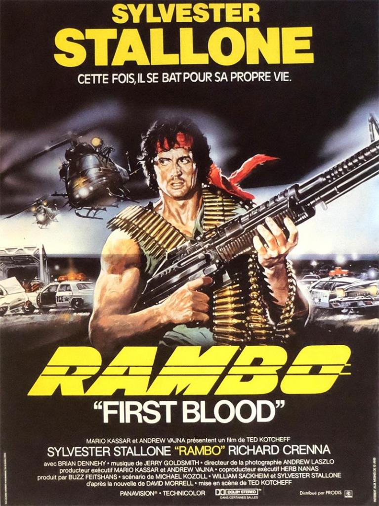 Poster della versione francese del film Rambo (First Blood) del 1982 diretto da Ted Kotcheff.
