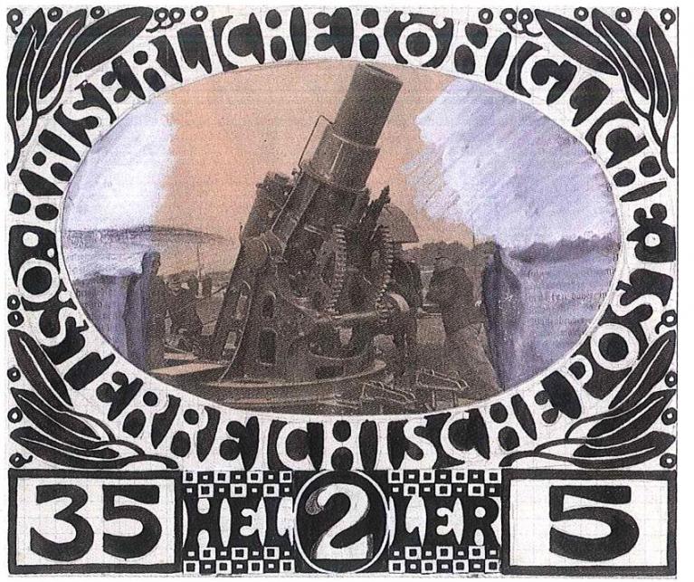 Koloman Moser, Disegno preparatorio per un francobollo di guerra, 1915 (Austrian Post AG, Vienna).
