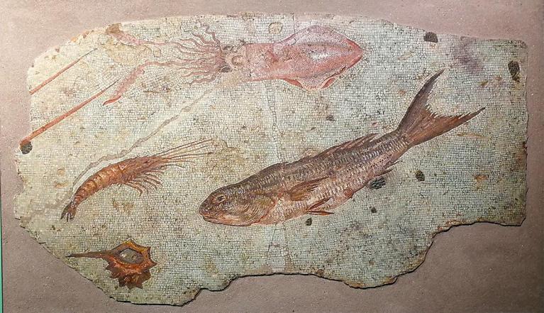 Mosaico policromo con fondale marino. Primo quarto del I secolo a.C. Roma, Musei Capitolini, Centrale Montemartini, AC 323559.