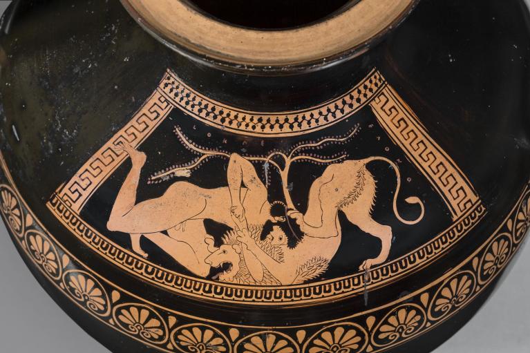 Idria attica a figure rosse attribuita al Gruppo dei Pionieri, 510 a. C. circa. Antikenmuseum Basel und Sammlung Ludwig.