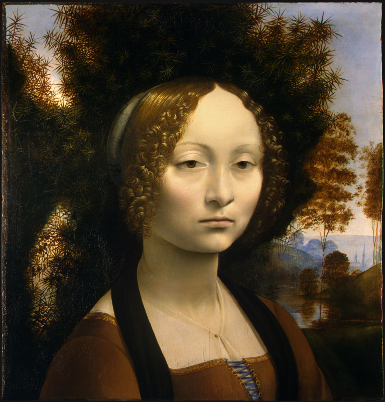 Leonardo Da Vinci, Ritratto di Ginevra De Benci, 1474 circa, Washingtonnational gallery of art.