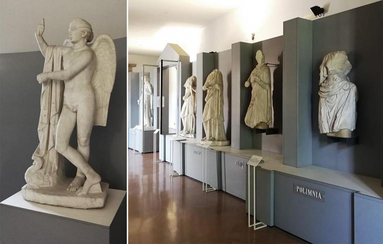 Pothos, replica della seconda metà del II secolo d.C. tratta dall'originale greco di Skopas e attribuibile al secondo ordine del frontescena del teatro di Ferentum / Gruppo delle Muse che ornavano il teatro di Ferentum.