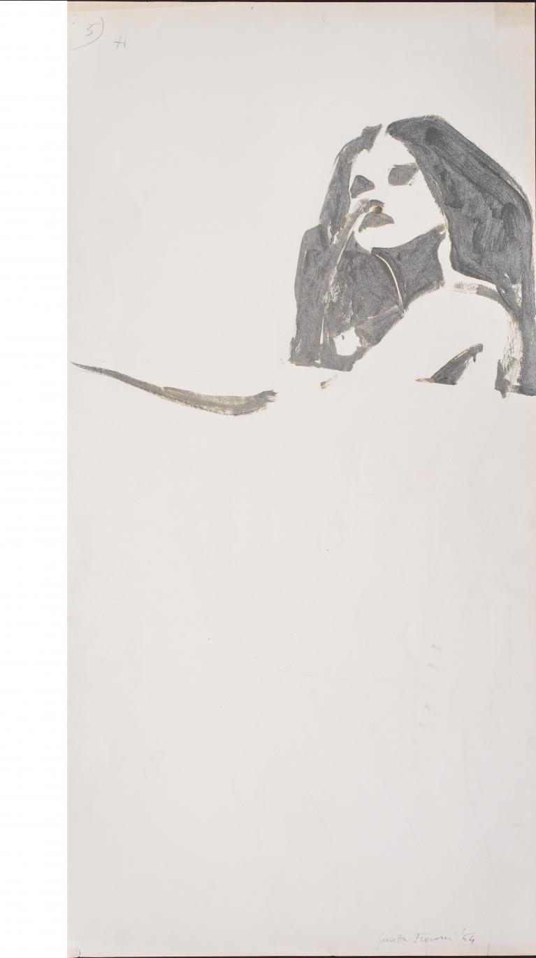 Prima immagine del silenzio, Progetto per la Biennale XXXII Ed. 1964, Matita e smalto alluminio su carta, Collezione privata, Milano.