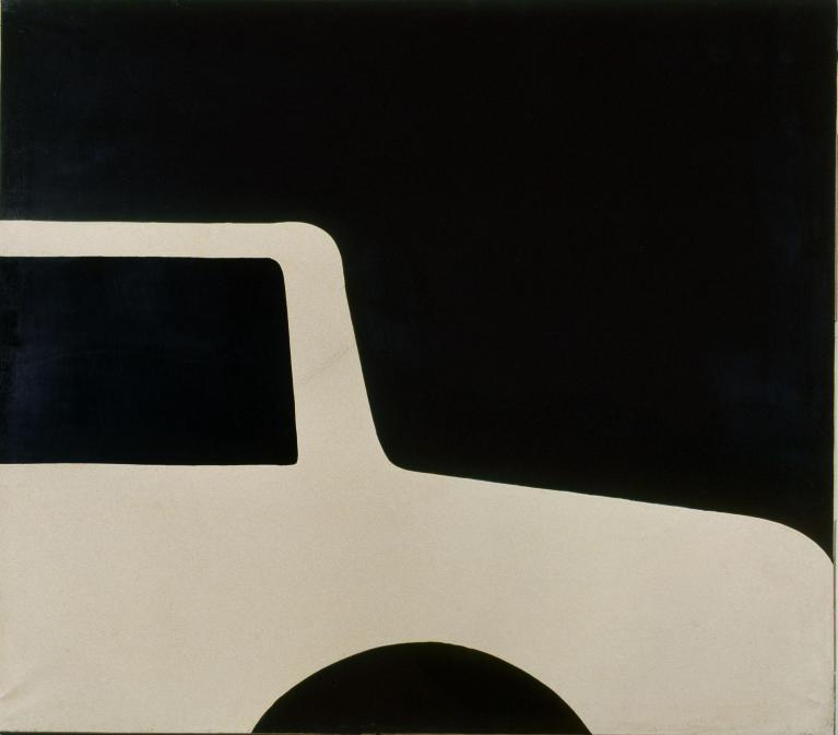 Struttura bianca su nero, 1962 Smalto su carta intelata, cm 122x140, Collezione privata, Roma, Foto Salvatore Piermarini - Archivio Cesare Tacchi.