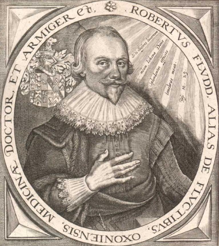 Ritratto di Robert Fludd in Utriusque Cosmi, 1617.