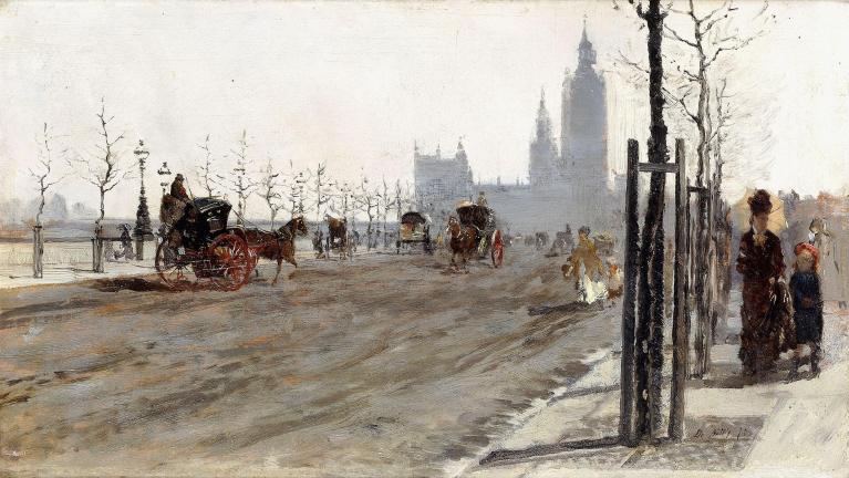 Giuseppe de Nittis, The Victoria Embankment, London, 1875, olio su tavola, collezione privata.