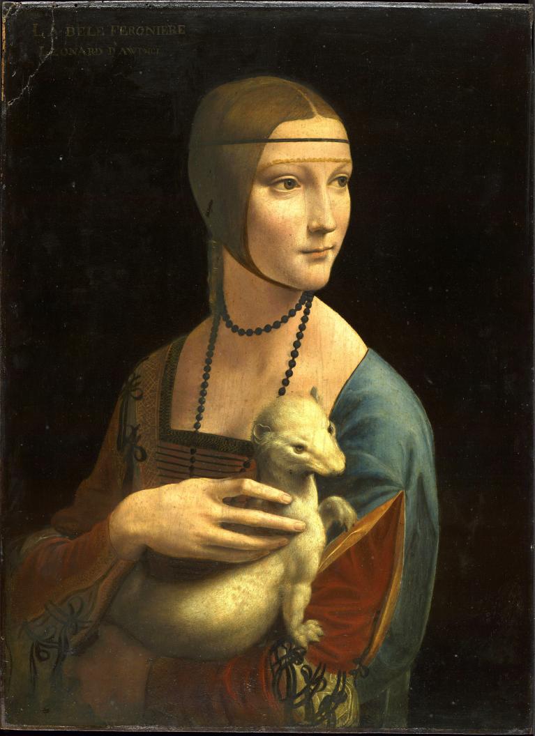 Leonardo Da Vinci, La dama con l'ermellino, 1488-1490, Museo Czartoryski di Cracovia.