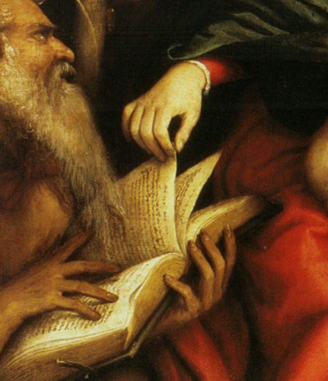 Lorenzo Lotto, Nozze mistiche di Santa Caterina d'Alessandria e santi, 1524, particolare, Roma, Palazzo Barberini.