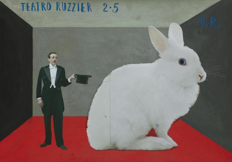 Paolo Ventura, Teatro Ruzzier, 2020, tecnica mista e collage Monza, Collezione Privata Courtesy Matteo Maria Mapelli.