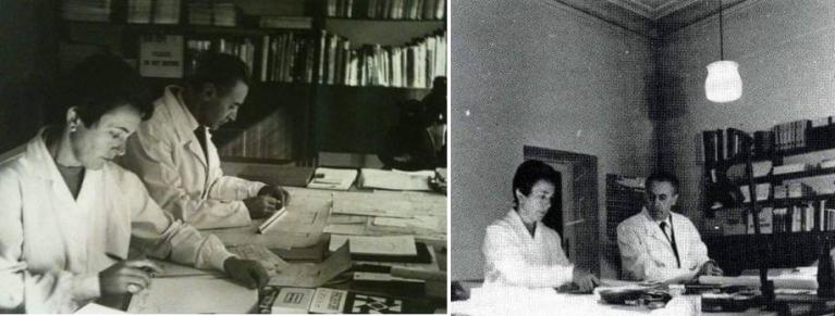 Franco Albini e Franca Helg nel loro studio milanese (ph. Archivio Albini).