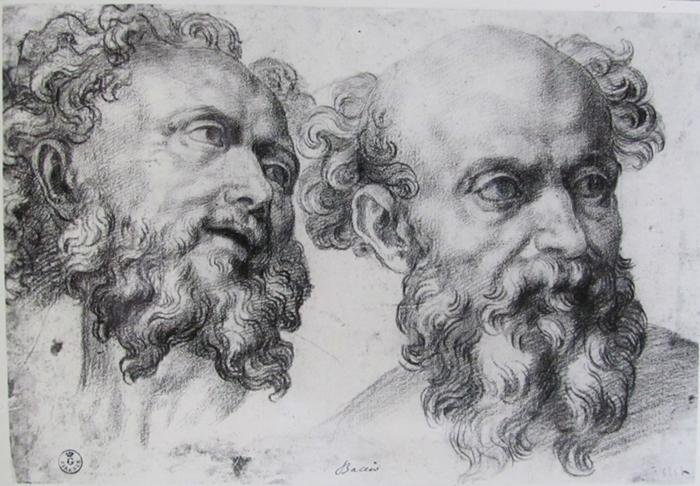 Baccio Bandinelli, Studi di teste, matita nera, Firenze, Gabinetto Disegni e Stampe.