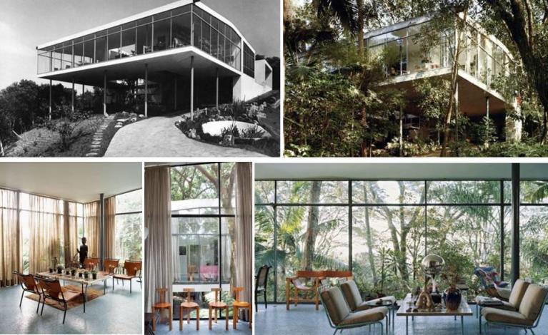 Lina Bo Bardi, Casa de Vidro, 1951, San Paolo, arredata con i mobili da lei progettati.