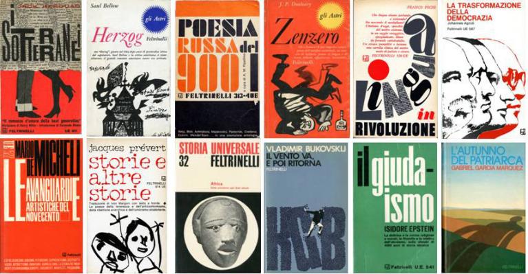 Alcune copertine di libri realizzate da Silvio Coppola per Feltrinelli tra il 1964 e il 1977.