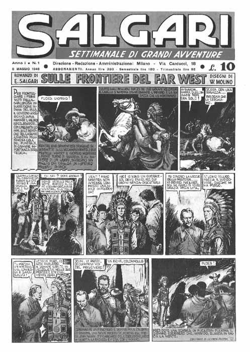 Walter Molino, “Sulle frontiere del Far West” (1946).