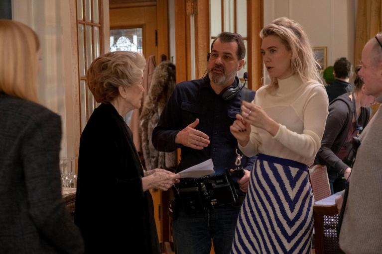 Kornél Mundruczó (al centro) con Ellen Burstyn e Vanessa Kirby.