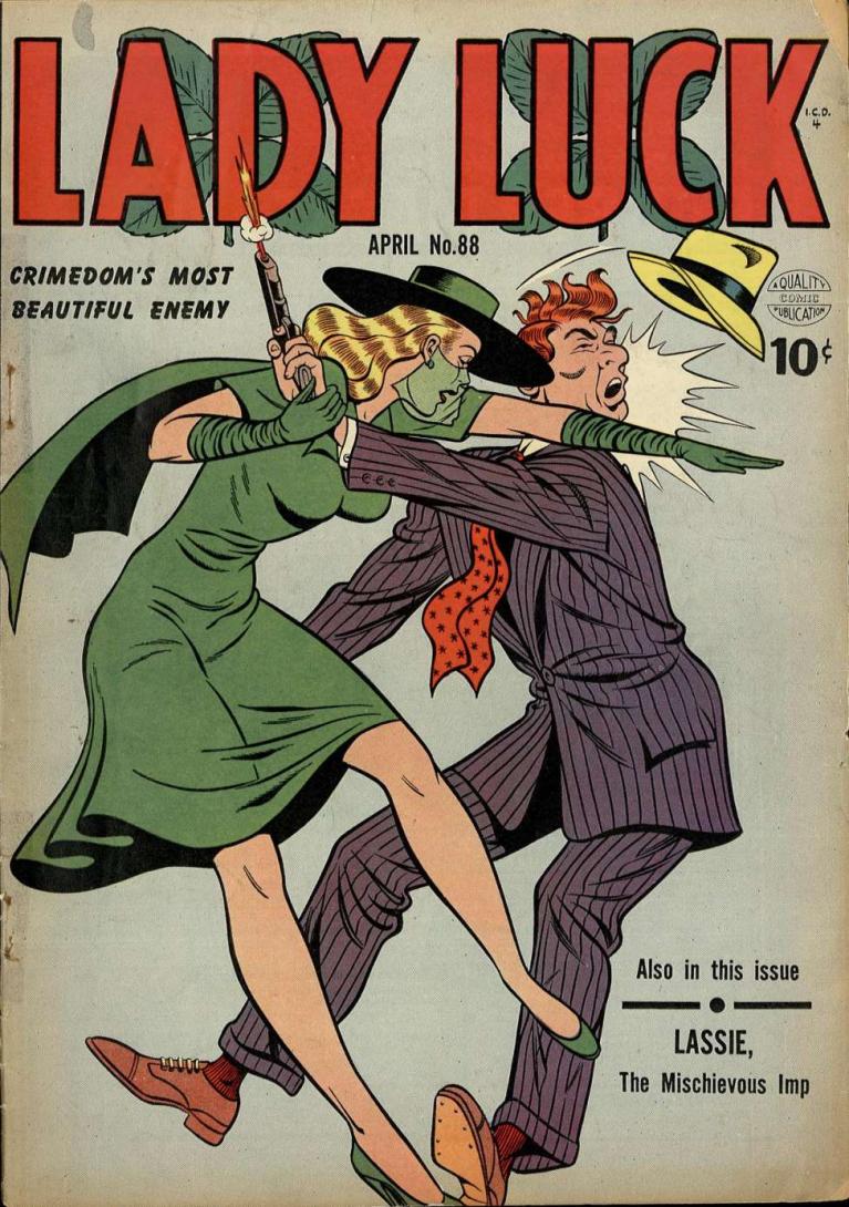 Copertina di Gill Fox per “Lady Luck” n. 88 (aprile 1950).