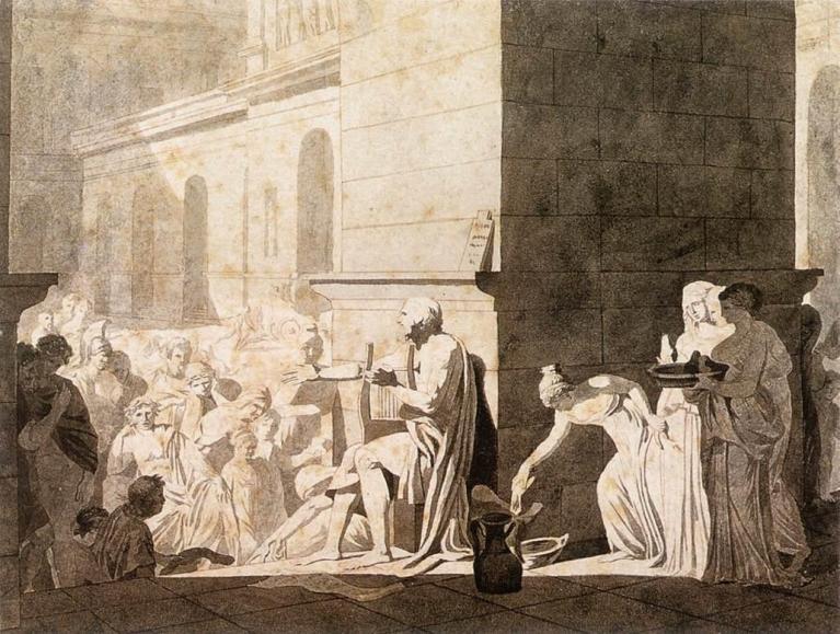 Davidomero recita i suoi versi ai greci 1794, Parigi, Museo del Louvre.