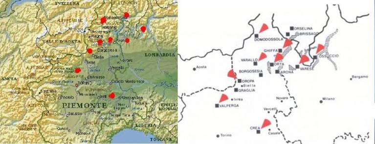 Orografia e mappa dei nove Sacri Monti, dal 2003 inseriti nel Patrimonio dell’Unesco.