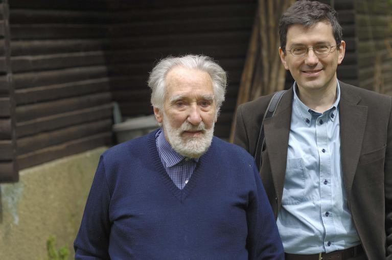 Mario Rigoni Stern con Giuseppe Mendicino, 17 maggio 2007, ph Giulio Malfer.