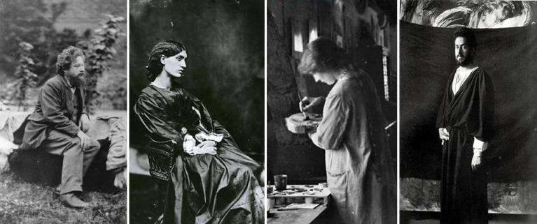 Da sinistra: William Morris; Jane Burden; Henriette Negrin; Mariano Fortuny y Madrazo.