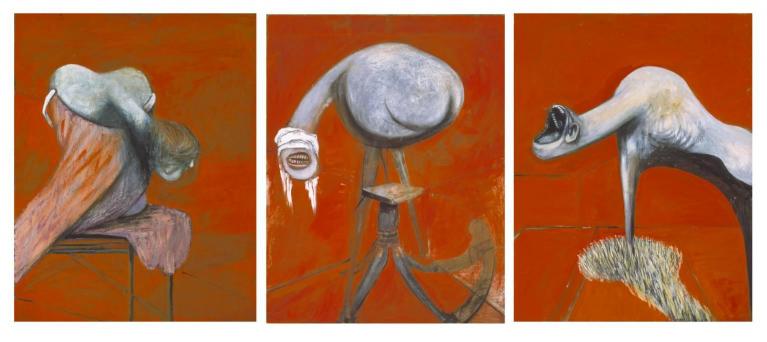 Francis Bacon, Three Studies for Figures at the Base of a Crucifixion, 1944.