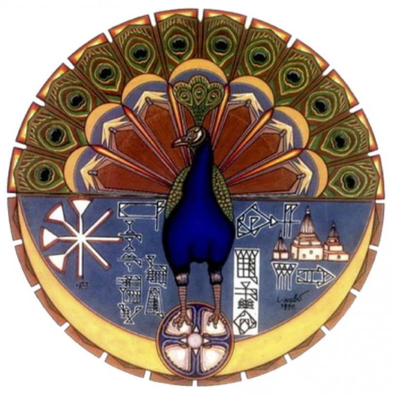 Taussi Melek, l’angelo pavone, la divinità suprema dei yazidi.