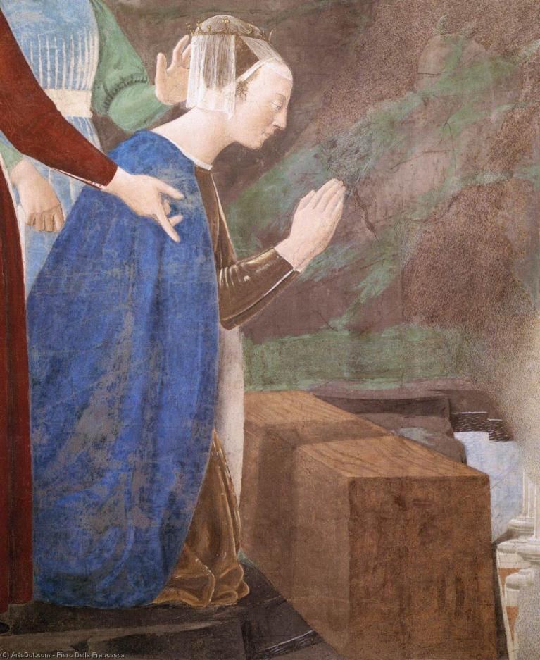Piero della Francesca, La regina di Saba riconosce e adora il legno dell'albero della Conoscenza e incontra Salomone (1452- 1466), Arezzo, basilica di San Francesco.