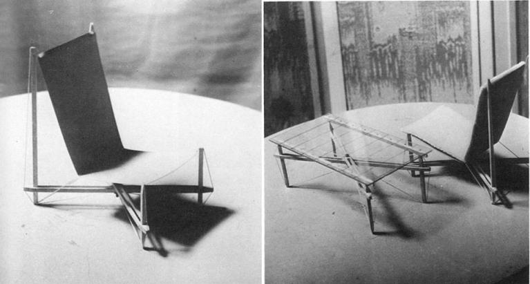 Poltrona e tavolino, realizzati da Franco Albini con Enea Manfredini, in occasione del Concorso “Casa per tutti”, indetto dalla Triennale, Milano nel 1943.