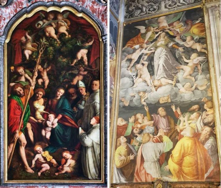 Vercelli, Chiesa di San Cristoforo. Gaudenzio Ferrari, Madonna degli Aranci, pala d’altare, 1529; Storie della Maddalena, Assunzione della Maddalena, 1530-1534.