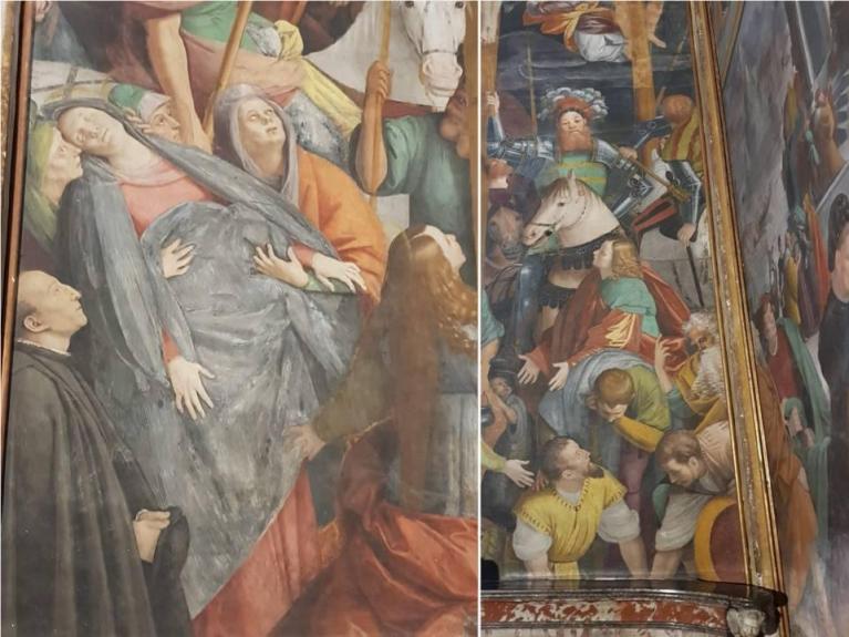 Gaudenzio Ferrari. Storie della Vergine, Crocifissione, dettagli, affresco, 1530,1534,Vercelli, Chiesa di San Cristoforo.