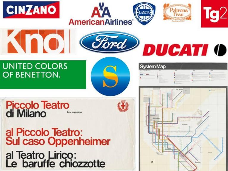 Vignelli, alcuni progetti di graphic design: Cinzano, 1957; American AirLines, 1966; Lancia, 1981; Poltrona Frau, 1988; TG2, 1989; Knoll International, a partire dal 1966; Ford, 1966; Ducati, 1998; United Colors of Benetton, 1995; Città di Salerno, 2011; Piccolo Teatro di Milano, 1964; schema della metropolitana di New York, 1972.