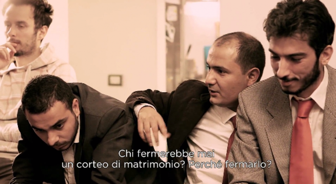 Io sto con la sposa (2014) , screenshot dal film. Courtesy by Antonio Augugliaro