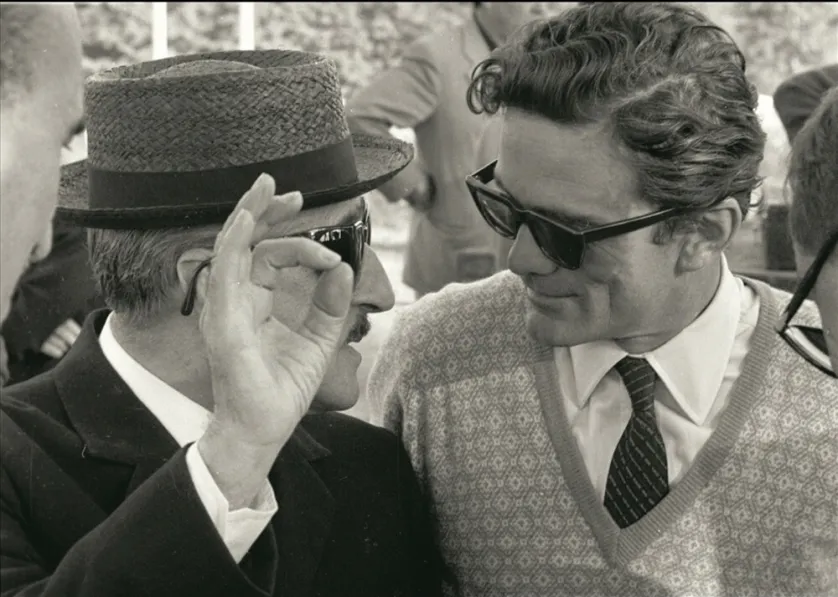 Pasolini e Totò sul set di Uccellacci e uccellini, 1966