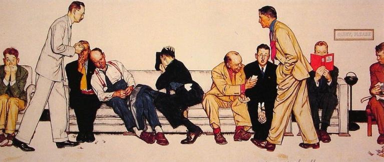 Norman Rockwell, Maternità, Sala d'attesa, 1946