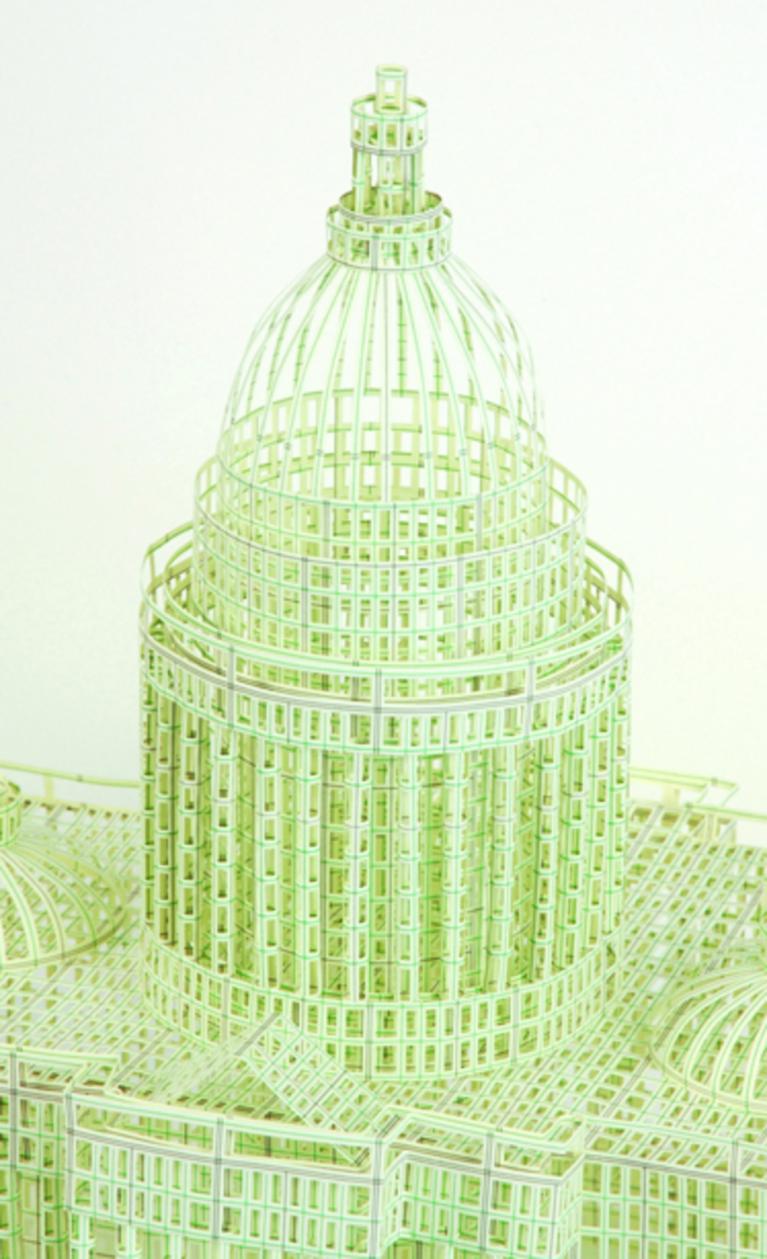 Detail: Untitled (U.S. Capitol Building) Hand-Cut Ledger Paper (Dimensions Variable - approx. 8.5"x 15"x 7") 2008