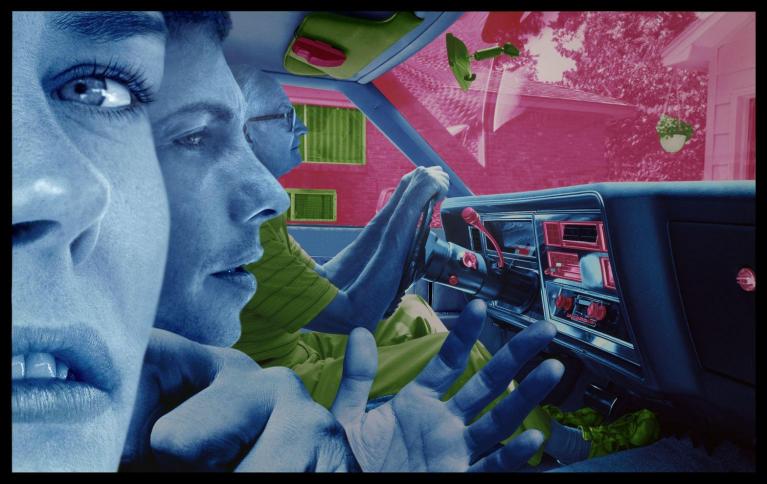 Sandy Skoglund True Fiction Two 1986-2004 ink and blue car cm 25 x 62.5 Courtesy Paci contemporary gallery (Brescia-Porto Cervo, IT).