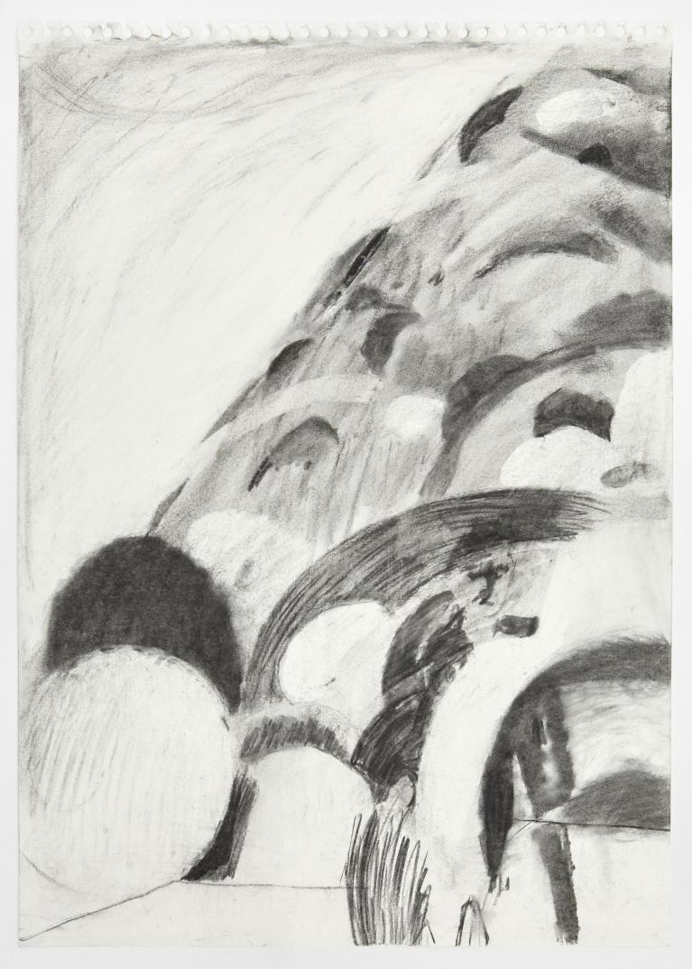 Phoebe Unwin Untitled, 2018 carboncino su carta / charcoal on paper 59,5 x 42 cm © the artist Courtesy Amanda Wilkinson Gallery, London.