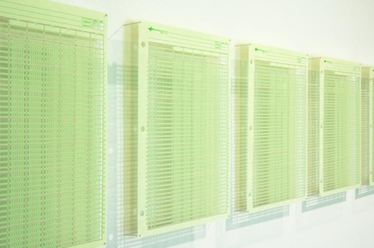 Detail: Untitled (Month 2) Hand-Cut Ledger Paper (Dimensions Variable - approx. 11"x 312”x 1") 2008