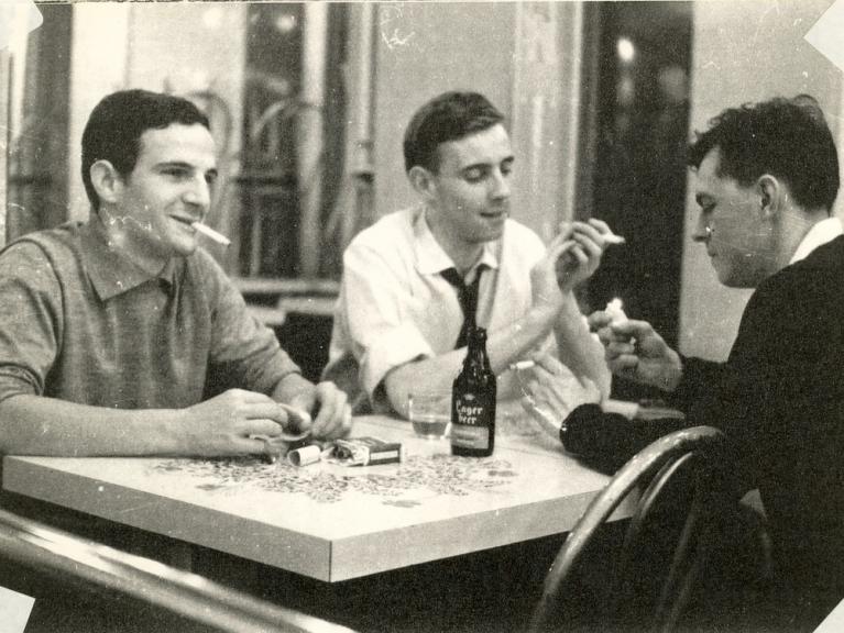 François Truffaut e Robert Lachenay con André Mrugalski