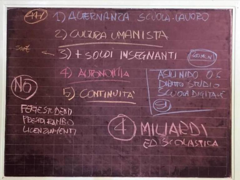 La lavagna di Renzi, 13 maggio 2015