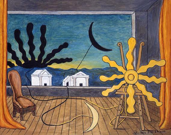 Giorgio De Chirico, Sole sul cavalletto, 1973.