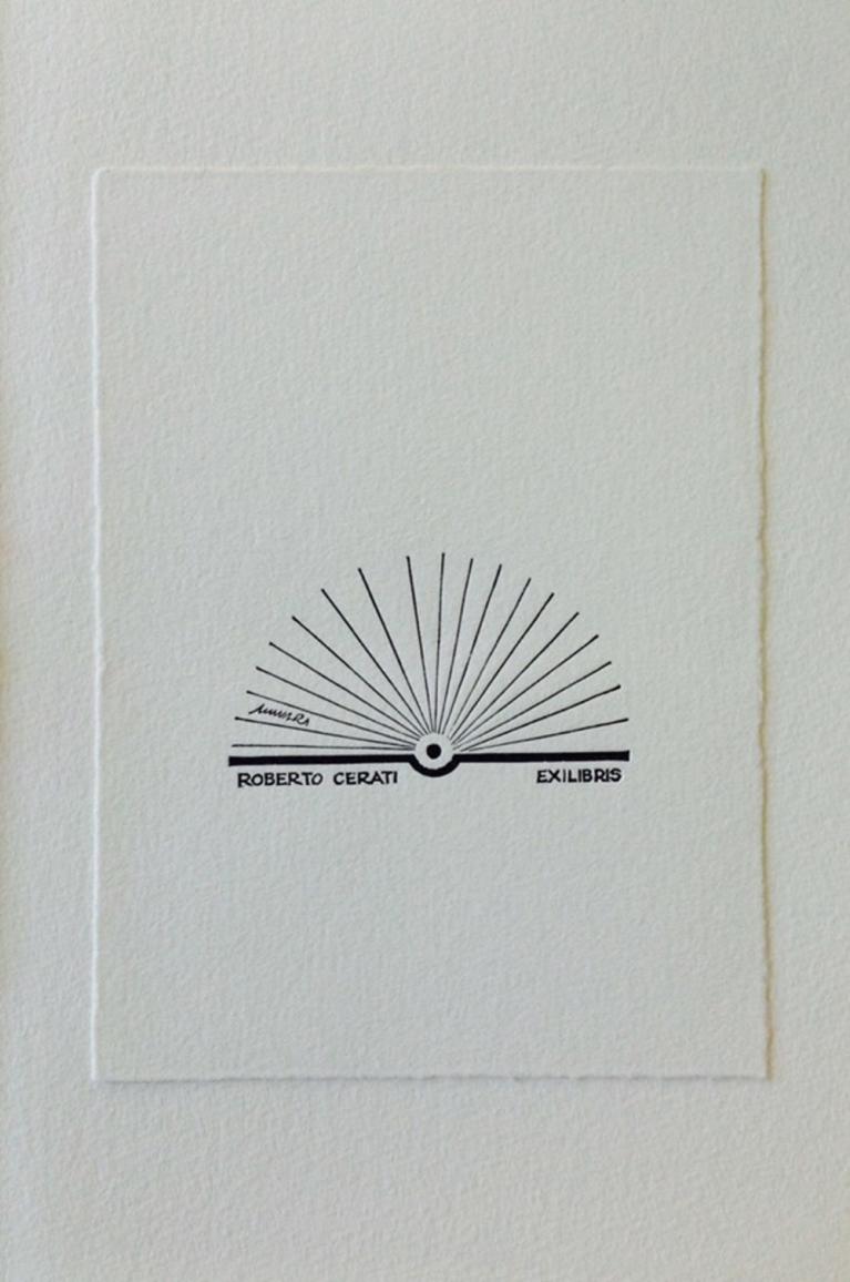 Ex libris di Bruno Munari per Roberto Cerati xilografia di Adriano Porazzi (Edizioni PulcinoElefante)