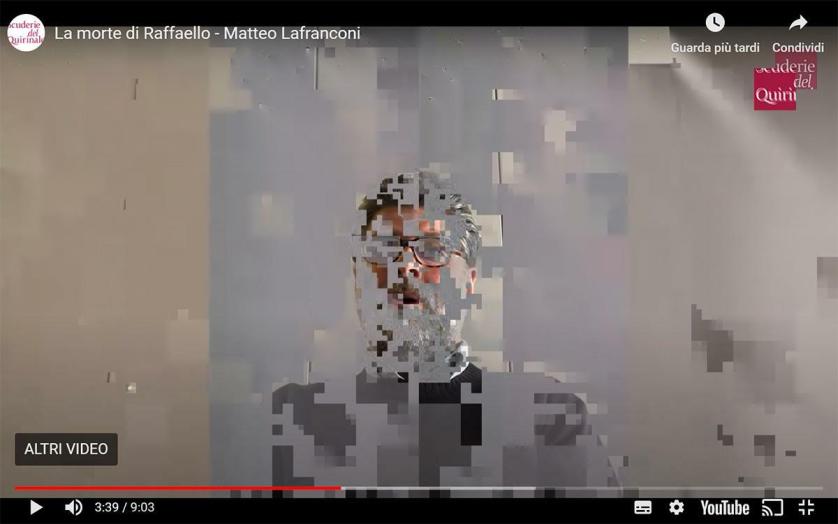 Fermo immagine tratto dal video La morte di Raffaello di Matteo Lanfranconi, in Raffaello oltre la mostra.