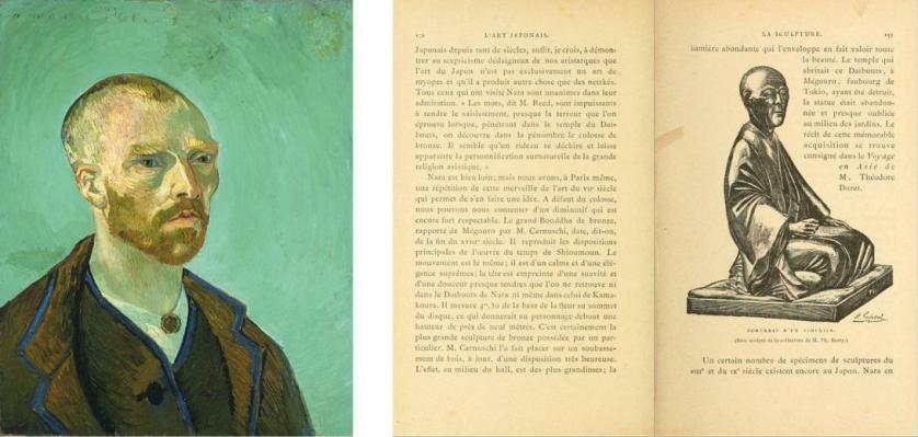 Vincent van Gogh, Autoritratto (1888), Cambridge (MA), Fogg Art Museum; Henri Guérard, Portrait d’un Tshiajin, in L’art Japonais.