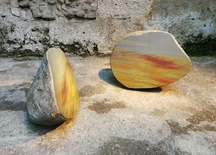 Sarah Sze, Split Stone (7:34), 2018. Sarah Sze e Gagosian.